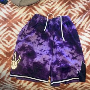 Mitchell & Ness Purple Tie-Dye Athletic Shorts